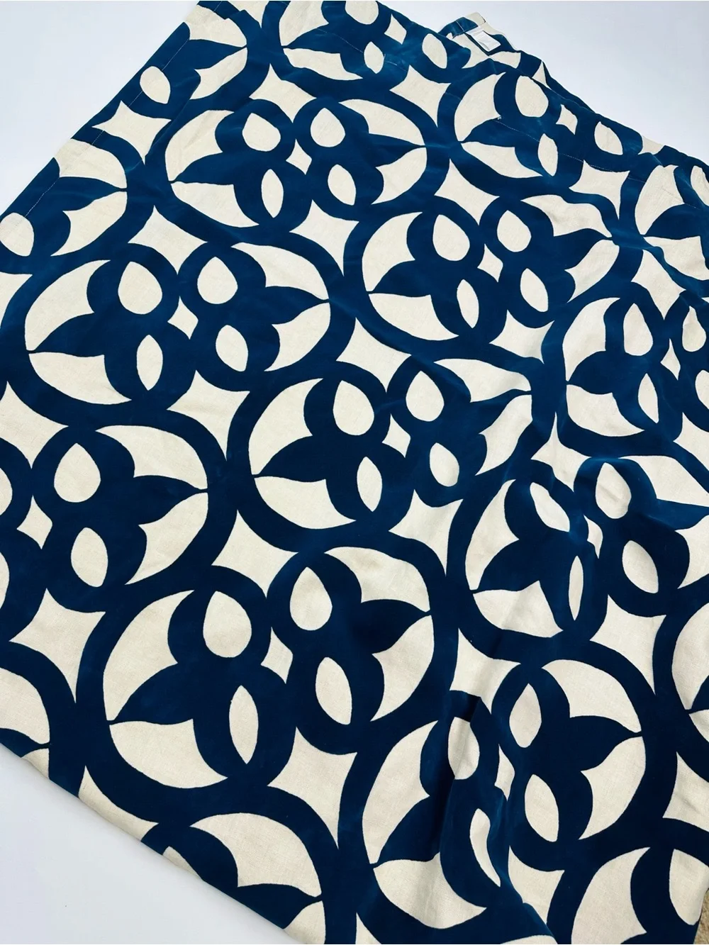 West Elm Geometric Velvet Blue Neutral Curtain Panel Size 48 x 96 inches